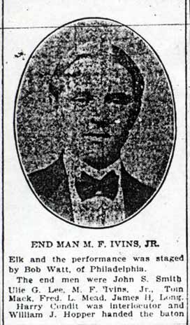 Philadelphia Inquirer, May 20, 1902 — Elks Held the Stage (column 2, portrait of M. F. Ivins Jr.)