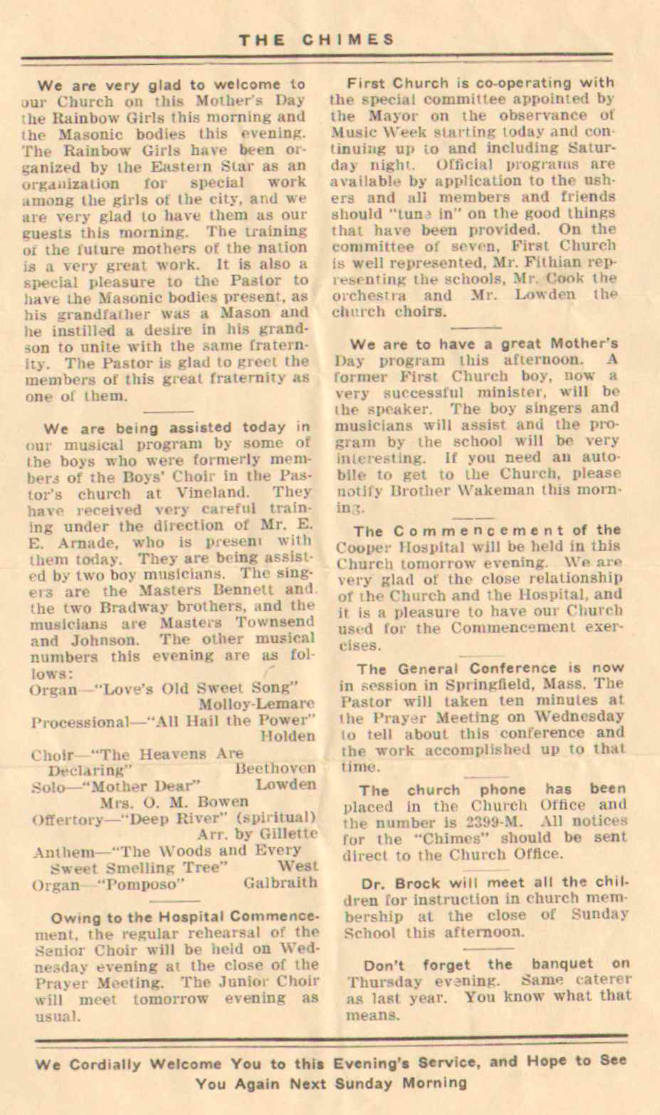 The Chimes, First Methodist Episcopal Church, May 11, 1924, page 3