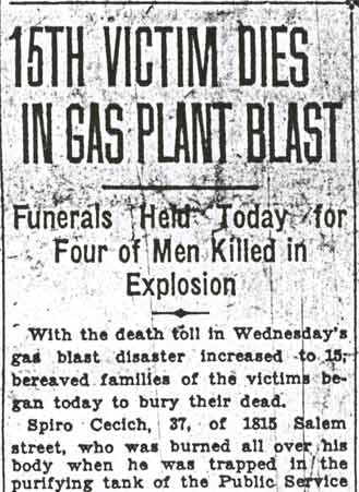 15th Victim Dies in Gas Plant Blast — headline