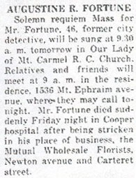 Augustine R. Fortune obituary article