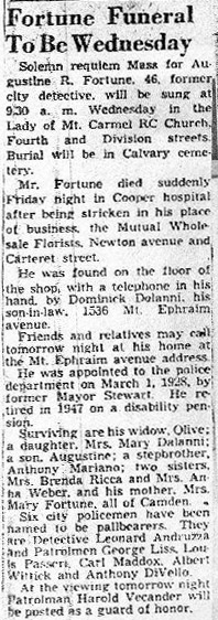 Fortune Funeral To Be Wednesday obituary article