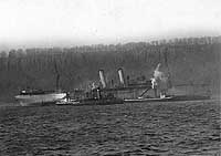 SS DeKalb in the Hudson River after fire, 16 December 1919