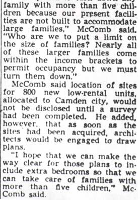 Housing Authority Will Be Asked to Aid Big Families (continued) — Camden Courier-Post, January 23, 1950
