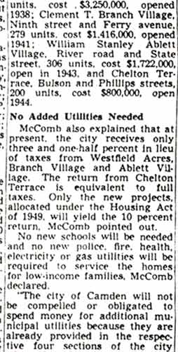 400 Housing Units To Be Added Near Present Projects (continued) — Camden Courier-Post, February 6, 1950