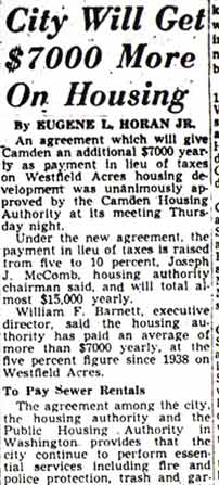 City Will Get $7000 More On Housing — Camden Courier-Post, March 17, 1950