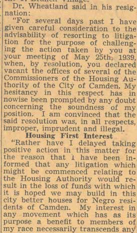 Housing Unit Reorganizes — article continuation (column 5)