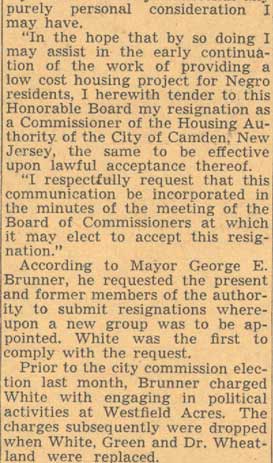 Housing Unit Reorganizes — article continuation (column 6)