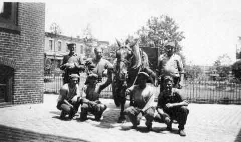 The Flue Gang at Howland Croft mill, June 1930 — with horse