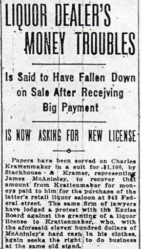 Camden Courier newspaper article about saloon lawsuit, January 27, 1913