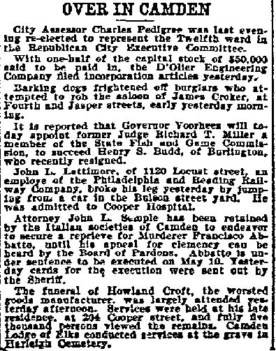 Philadelphia Inquirer, March 19, 1895, Over In Camden