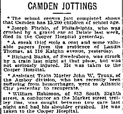 Philadelphia Inquirer, June 19, 1896, Camden Jottings