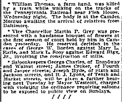 Philadelphia Inquirer, June 19, 1896 — Camden Jottings (part 2)