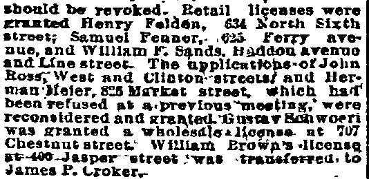 Philadelphia Inquirer, July 14, 1894, License Changes In Camden, clipping 2