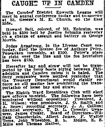 Philadelphia Inquirer, October 10, 1900, Caught Up in Camden