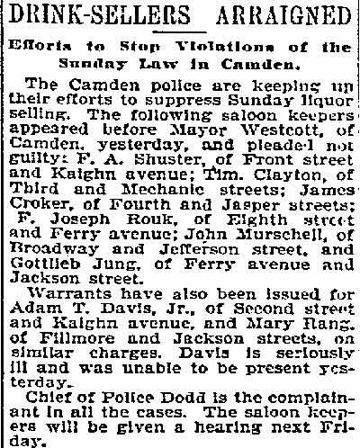 Philadelphia Inquirer, December 14, 1895, Drink-Sellers Arraigned