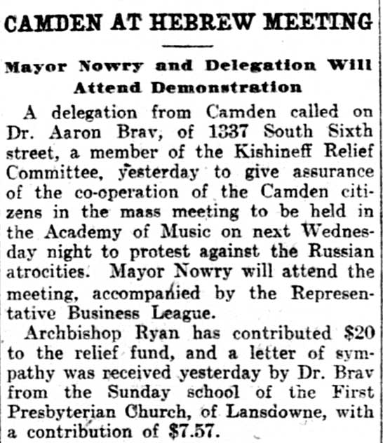Philadelphia Inquirer, May 30, 1903 — Joseph Nowrey, Camden