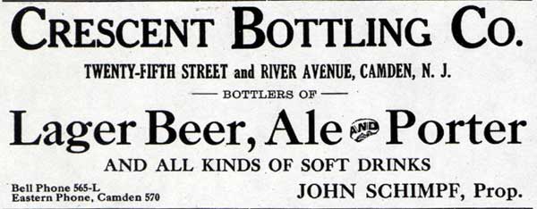 Crescent Bottling Co., 1001 North 25th Street, 1913 Camden City Directory