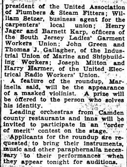 Auditions to Begin for Relief Show article continued — Camden Courier-Post, October 20, 1936