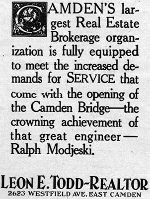 Leon E. Todd Realtor advertisement, 1926