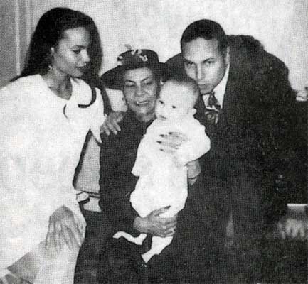Elsa Olah holding her grandson Paul, with daughter Gizella and son Paul