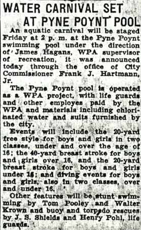 Pyne Poynt Park and Athletic Association, newspaper clipping