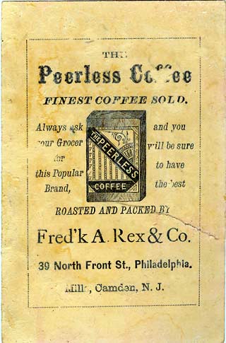 Trade card reverse from Frederick A. Rex & Company, 1880s