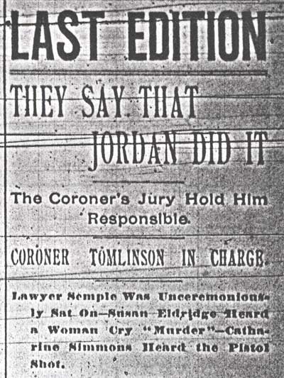 Camden Daily Telegram, August 1, 1893 — They Say That Jordan Did It (front page)