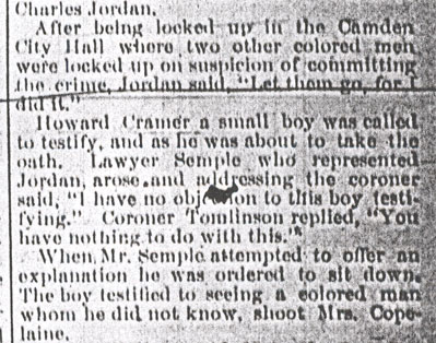 They Say That Jordan Did It - Camden Daily Telegram, August 1, 1893