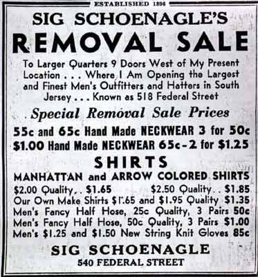 Sig Schoenagle, Camden Courier-Post, January 19, 1938