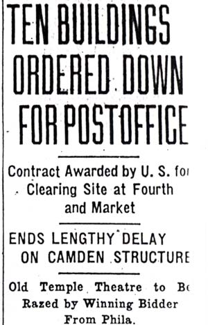 Ten Buildings Ordered Down for Post Office, Camden Morning Post, November 21, 1930