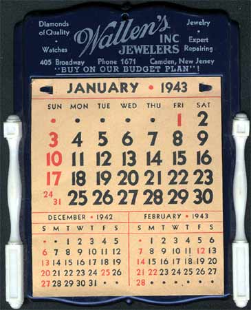 Wallen's 1943 calendar