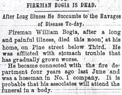 Fireman Bogia Is Dead, Camden Courier, October 20, 1894