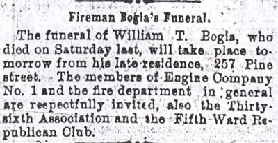 Fireman Bogia's Funeral, Camden Courier, October 22, 1894