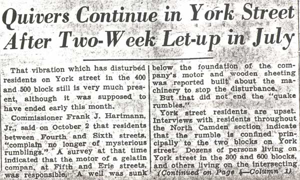 York Quiver article, October 1936, clipping 1
