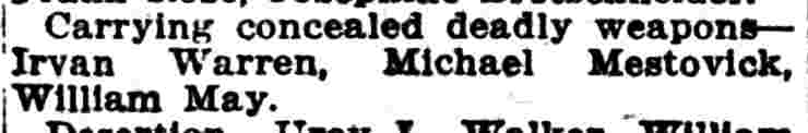 Camden Post-Telegram, February 6, 1912 — police court docket listing carrying concealed deadly weapons