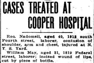 Camden Daily Courier, July 19, 1911 — Cases Treated at Cooper Hospital