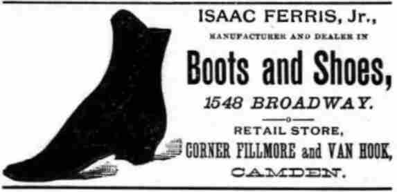Isaac Ferris Jr. — 1884 City Directory Advertisement