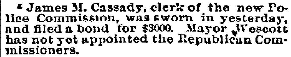 Philadelphia Inquirer, March 19, 1892 — James M. Cassady, John L. Westcott