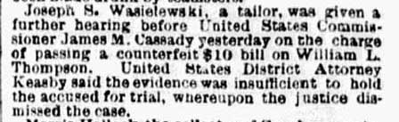 Philadelphia Inquirer, May 8, 1885 — Joseph S. Wasielewski, William L. Thompson, James M. Cassady, Anthony Q. Keasbey