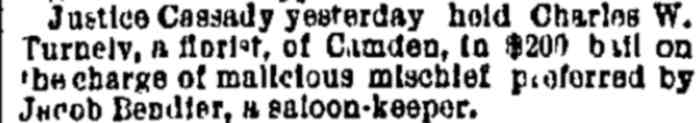 Philadelphia Inquirer, June 1, 1887 — Jacob Bendler, Charles W. Turnely, James M. Cassady