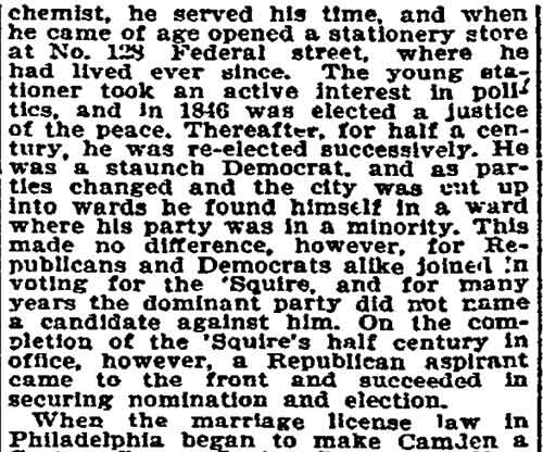 Philadelphia Inquirer, August 9, 1897 — James M. Cassady Has Passed Away, continued