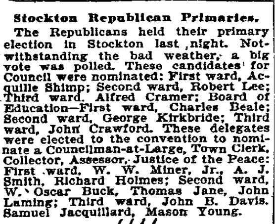Stockton Republican Primaries. Philadelphia Inquirer — March 24, 1896