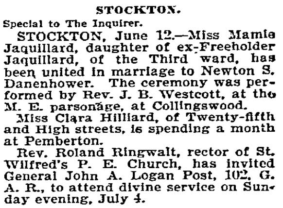 Philadelphia Inquirer, June 13, 1897 — Stockton news notes