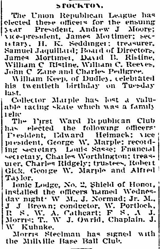 Philadelphia Inquirer, January 3, 1895 — Stockton