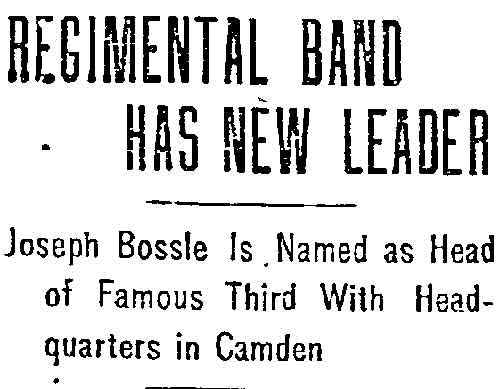 Philadelphia Inquirer, October 16, 1910 — Regimental Band Has New Leader: Joseph Bossle named head of Jennings' Third Regiment Band