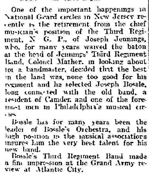 Regimental Band Has New Leader — article continued, Philadelphia Inquirer, October 16, 1910