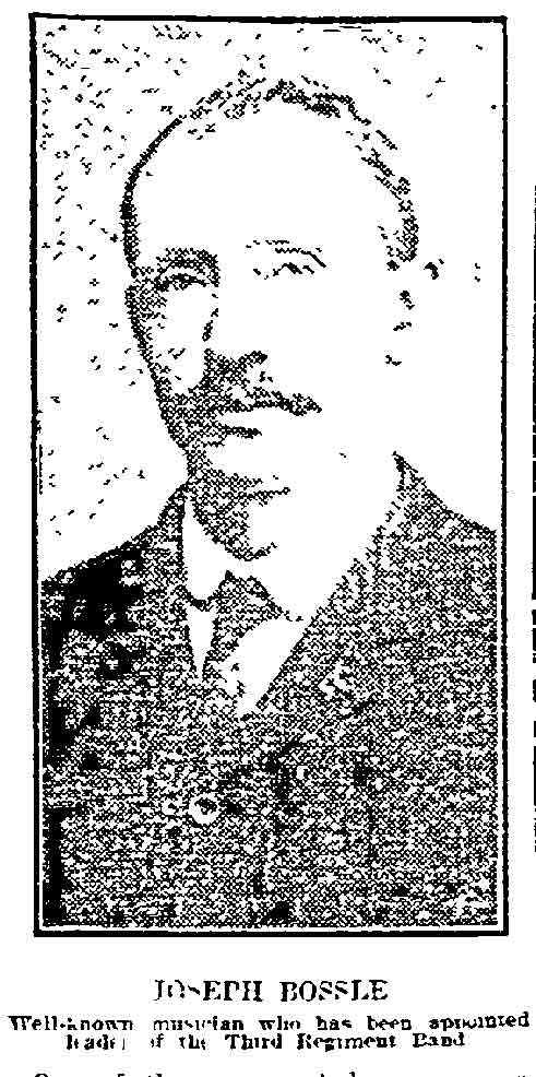 Joseph Bossle — well-known musician appointed leader of the Third Regiment Band, Philadelphia Inquirer, October 16, 1910