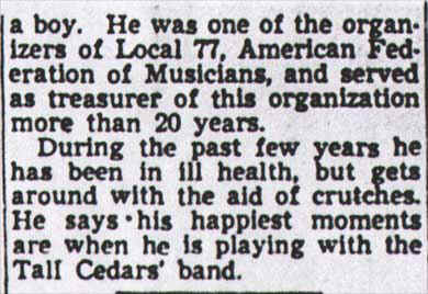 Article text concluded — Local 77, American Federation of Musicians, Tall Cedars Band, Camden Courier-Post, November 4, 1949