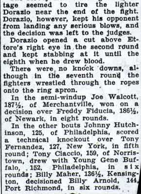 Jersey Joe Walcott, January 11, 1938