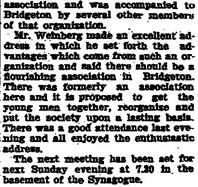 Bridgeton Evening News, February 12, 1917 — Young Men's Hebrew Association, column 2